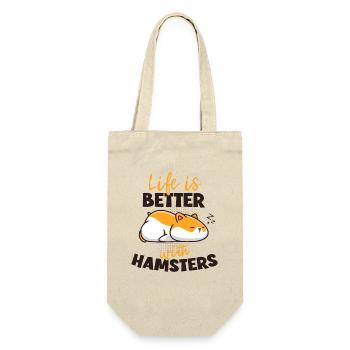 Life is Better with a Hamster Goldhamster Züchter - Geschenkbeutel für Flaschen - Natur - Vorne