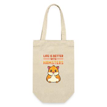 Life is Better with a Hamster Feldhamster Züchter - Geschenkbeutel für Flaschen - Natur - Vorne
