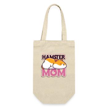 Hamster Mom Goldhamster Zwerghamster Feldhamster - Geschenkbeutel für Flaschen - Natur - Vorne
