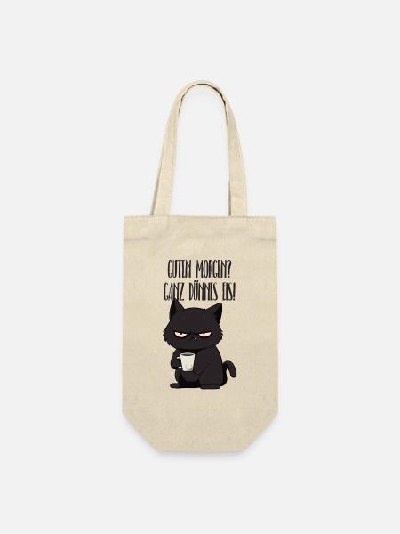 Katze Morgenmuffel Guten Morgen? Ganz Dünnes Eis! - Geschenkbeutel für Flaschen - Natur