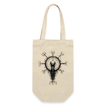Vegvisir Totenkopf Wikinger Runen Kompass Okkult - Geschenkbeutel für Flaschen - Natur - Vorne