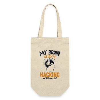 My Brain is 95% Hacking Sniffer Social - Geschenkbeutel für Flaschen - Natur - Vorne