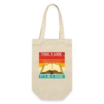 Schauen Sie mal rein, es ist in einem Buch - Retro - Geschenkbeutel für Flaschen - Natur - Vorne