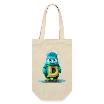 Buntes Monster mit hellem Buchstaben D - Geschenkbeutel für Flaschen - Natur - Vorne