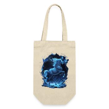 Aufbäumendes Einhorn Mystic Unicorn Blue Spirit - Geschenkbeutel für Flaschen - Natur - Vorne