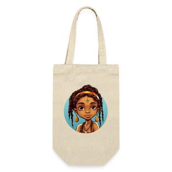 Afro Black Child Young Girl Ethnic Gift Idea - Sac à bouteille - nature - Devant