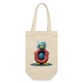 Blaue Kreatur mit Buchstabe O Alphabet - Geschenkbeutel für Flaschen - Natur - Vorne