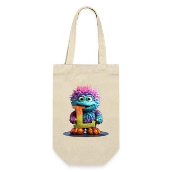 Regenbogenmonster mit Buchstabe L - Geschenkbeutel für Flaschen - Natur - Vorne