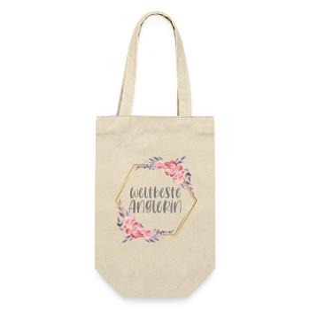 Weltbeste Anglerin Angeln Hobby Geschenk - Geschenkbeutel für Flaschen - Natur - Vorne