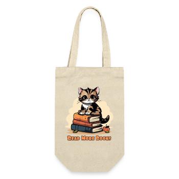 Süße Katze mit Buch, lest mehr Bücher - Geschenkbeutel für Flaschen - Natur - Vorne