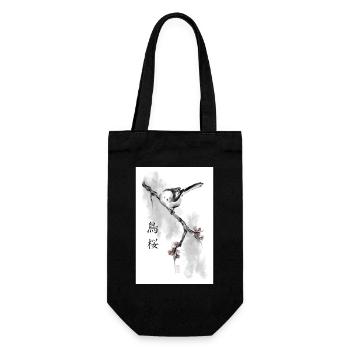 Kacho-ga Sumi-e Vogel Shima Enaga - Geschenkbeutel für Flaschen - Schwarz - Vorne