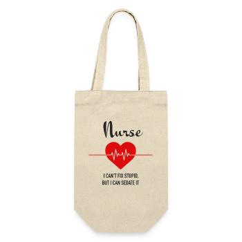 Nurse - Geschenkbeutel für Flaschen - Natur - Vorne