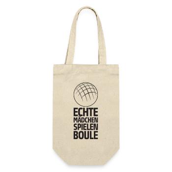 Echte Mädchen spielen Boule Bouler Boccia Spiel - Geschenkbeutel für Flaschen - Natur - Vorne