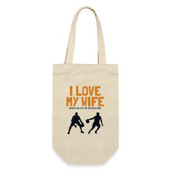 I love my Wife Basketball Basketballspieler - Geschenkbeutel für Flaschen - Natur - Vorne