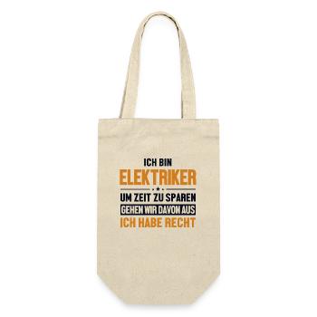 Elektriker hat immer Recht Elektroniker Elektriker - Geschenkbeutel für Flaschen - Natur - Vorne