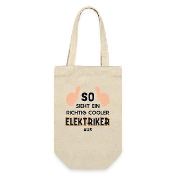 So sieht ein cooler Elektriker aus Elektroniker - Geschenkbeutel für Flaschen - Natur - Vorne