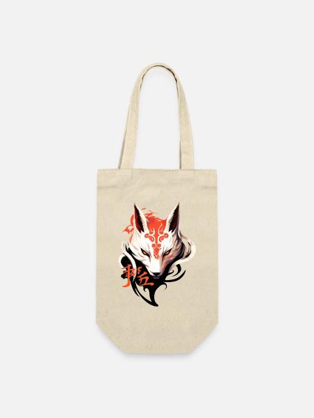 Fuchs Maske Kumiho Japan Kitsune Samurai Anime - Geschenkbeutel für Flaschen - Natur