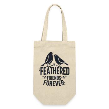 "Gefiederte Freunde für immer" - Geschenkbeutel für Flaschen - Natur - Vorne