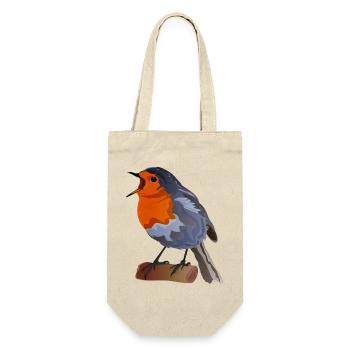Robin Bird Illustration on Textile - Gift Bag for Bottles - nature - Front
