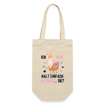 Ich mag einfach Alpakas Pako Lama Huacaya Alpaca - Geschenkbeutel für Flaschen - Natur - Vorne