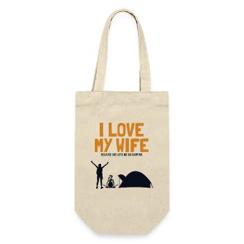 I love my Wife Camping Zelten Glamping - Geschenkbeutel für Flaschen - Natur - Vorne