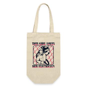 This Girl Loves Her Electrician Elektrotechniker - Geschenkbeutel für Flaschen - Natur - Vorne