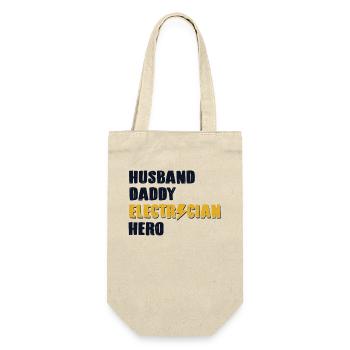 Husband Daddy Electrician Hero Electrical Engineer - Gift Bag for Bottles - nature - Front