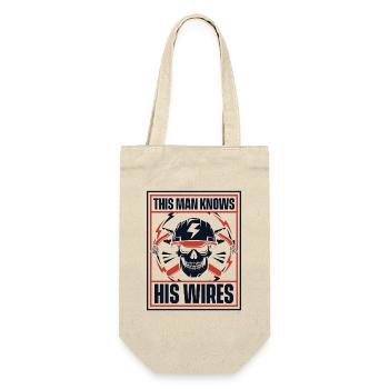 This Man Knows His Wires Electronics Technician - Gift Bag for Bottles - nature - Front