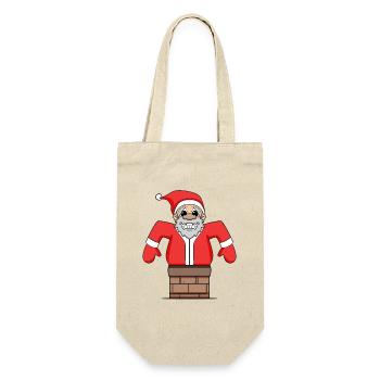 Weihnachtsmann steckt fest - Geschenkbeutel für Flaschen - Natur - Vorne