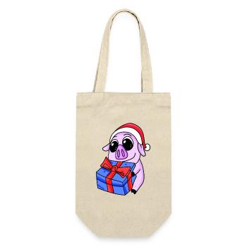 Pig Christmas - Gift Bag for Bottles - nature - Front
