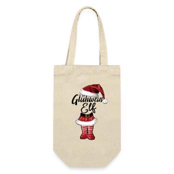 Weihnachten Glühwein Elf - Geschenkbeutel für Flaschen - Natur - Vorne