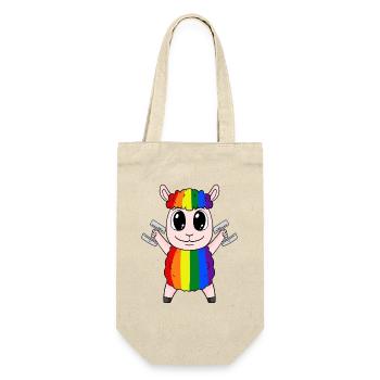 Rainbow sheep with dumbbells - Gift Bag for Bottles - nature - Front