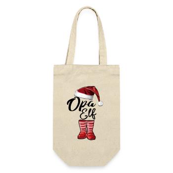 Opa Elf – Lustiges Weihnachtsdesign - Geschenkbeutel für Flaschen - Natur - Vorne