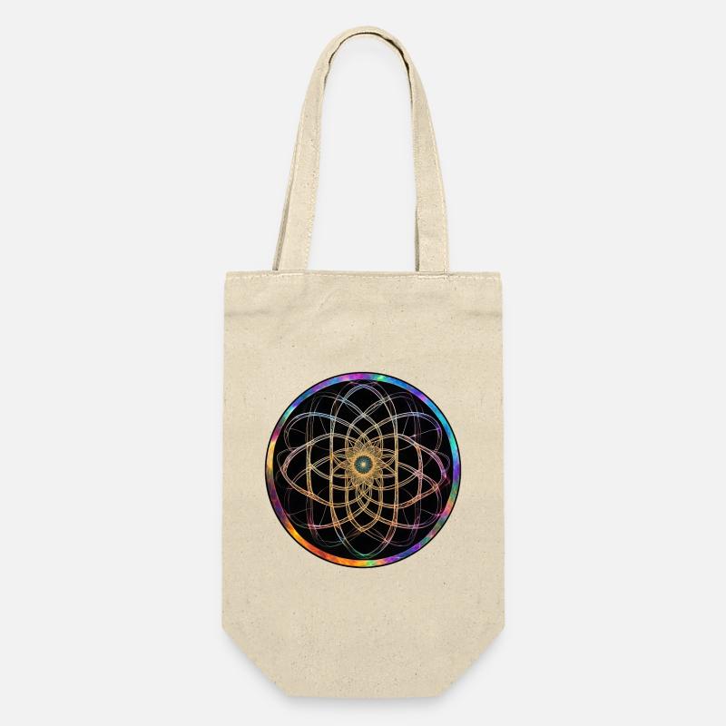 Regenbogen Mandala Kreismuster - Geschenkbeutel für Flaschen - Natur