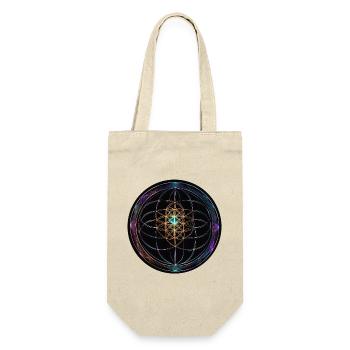 Metatron Scheiben Mandala Glow - Geschenkbeutel für Flaschen - Natur - Vorne