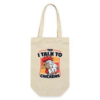 Yep I Talk To Chickens Bauer Landwirtschaft - Geschenkbeutel für Flaschen - Natur - Vorne