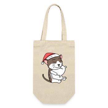 Katze Niedlich Burma-Katze Müde Weihnachten - Geschenkbeutel für Flaschen - Natur - Vorne