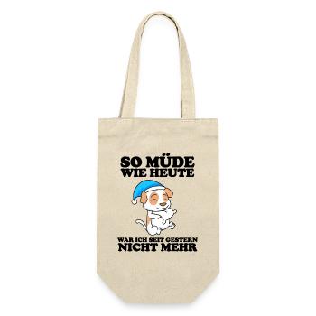 Müde Spruch Verschlafen Schlafen Ausschlafen Faul - Geschenkbeutel für Flaschen - Natur - Vorne