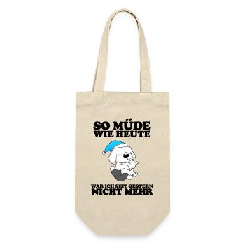 Müde Spruch Verschlafen Schlafen Ausschlafen Faul - Geschenkbeutel für Flaschen - Natur - Vorne