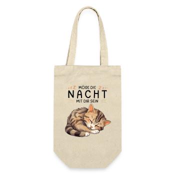 Möge die Nacht mit dir sein - Schlafshirt Katze - Geschenkbeutel für Flaschen - Natur - Vorne