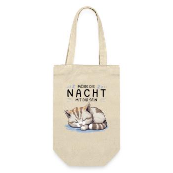 Möge die Nacht mit dir sein - Schlafshirt Katze - Geschenkbeutel für Flaschen - Natur - Vorne