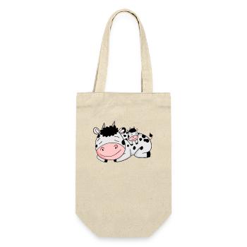Cow Family - Cow with baby - Single parent - Gift Bag for Bottles - nature - Front