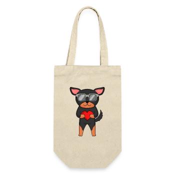 Dog with heart and glasses - Lancashire Heeler - Gift Bag for Bottles - nature - Front