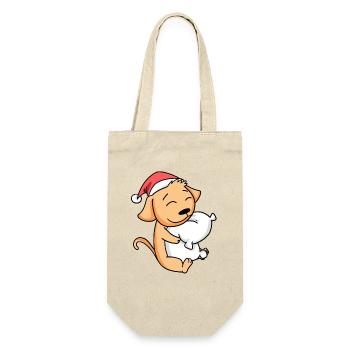 Dog Cute Tired Sleeping In Christmas - Gift Bag for Bottles - nature - Front