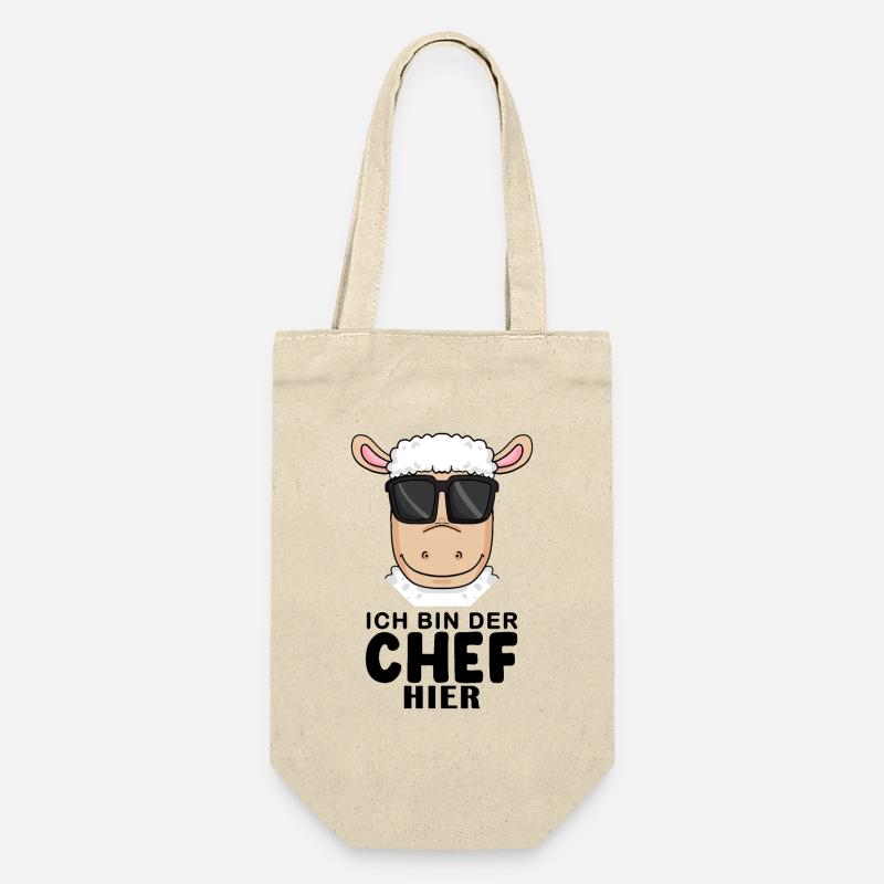 Chef Spruch mit Schaf Motiv - Geschenkbeutel für Flaschen - Natur