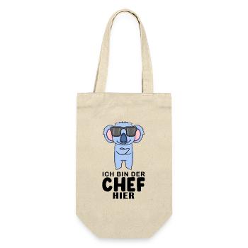 Chef Spruch mit Koala Motiv - Geschenkbeutel für Flaschen - Natur - Vorne