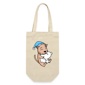 Cat with pillow and sleepy cap - Gift Bag for Bottles - nature - Front