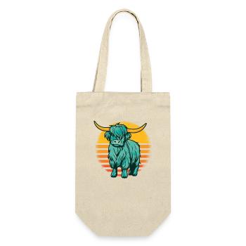 Retro Highland Cow Highland génisse éleveur - Sac à bouteille - nature - Devant