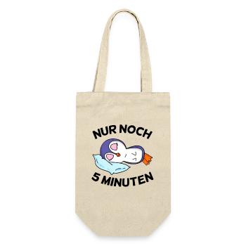 Nur noch 5 Minuten Langschläfer Schlafen Müdigkeit - Geschenkbeutel für Flaschen - Natur - Vorne