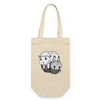 Yin Yang Zeichen Schaf - Geschenkbeutel für Flaschen - Natur - Vorne